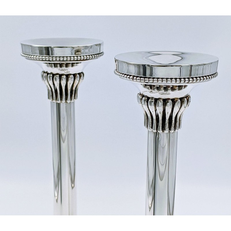 Bier Judaica Handcrafted 925 Sterling Silver Candlesticks With Pearl D