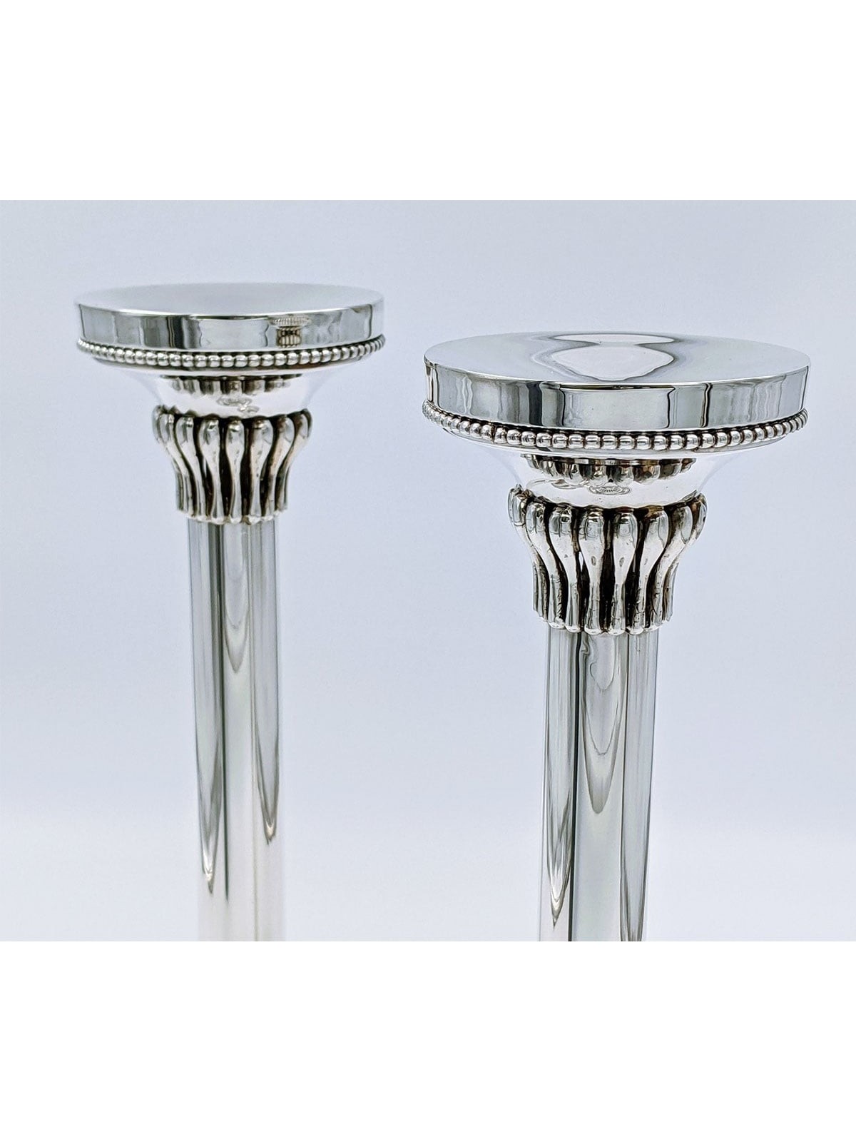 Bier Judaica Handcrafted 925 Sterling Silver Candlesticks With Pearl D