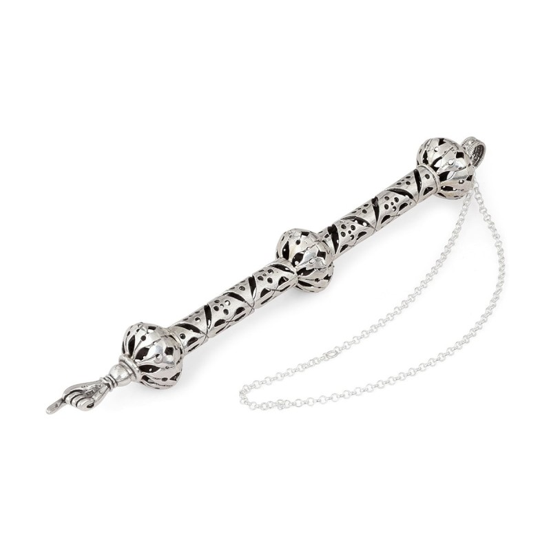 Traditional Yemenite Art Handcrafted Sterling Silver Torah Pointer Wit