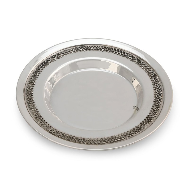 Handcrafted Sterling Silver Polished Kiddush Cup With Filigree Design