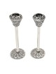 Grand Handcrafted Polished Sterling Silver Candlesticks With Filigree