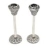 Grand Handcrafted Polished Sterling Silver Candlesticks With Filigree