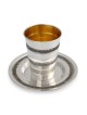 Handcrafted Polished Sterling Silver Kiddush Cup With Filigree Design