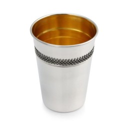 Handcrafted Polished Sterling Silver Kiddush Cup With Filigree Design