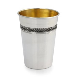 Handcrafted Polished Sterling Silver Kiddush Cup With Filigree Design