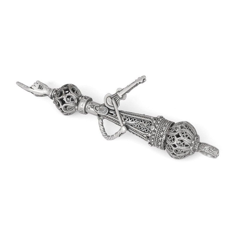 Traditional Yemenite Art Handcrafted Sterling Silver Klezmer Violinist