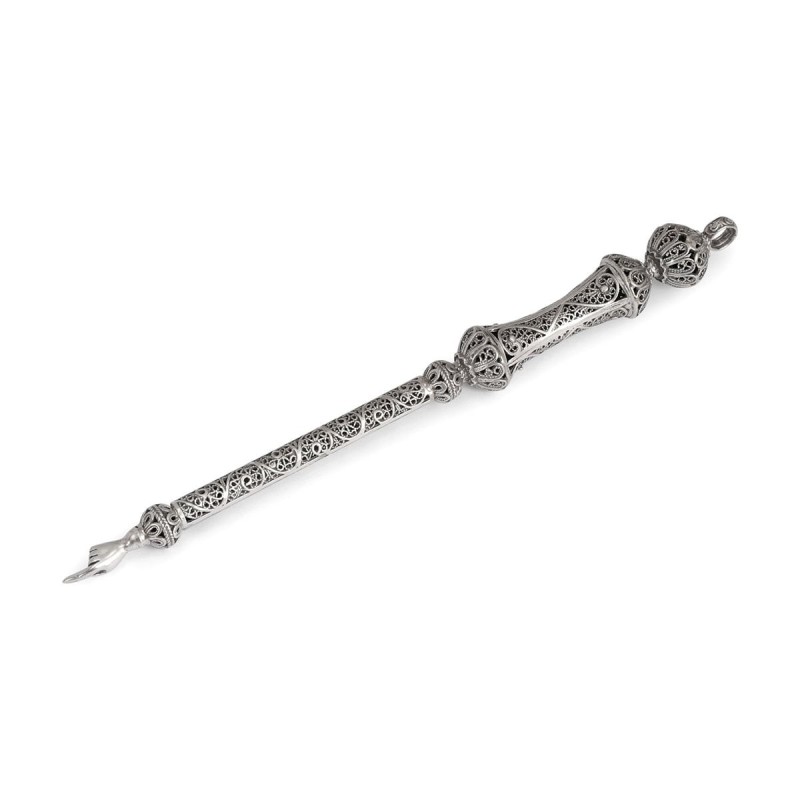 Traditional Yemenite Art Large Handcrafted Sterling Silver Filigreed Y