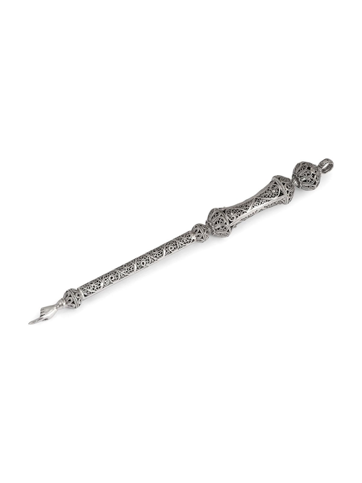 Traditional Yemenite Art Large Handcrafted Sterling Silver Filigreed Y