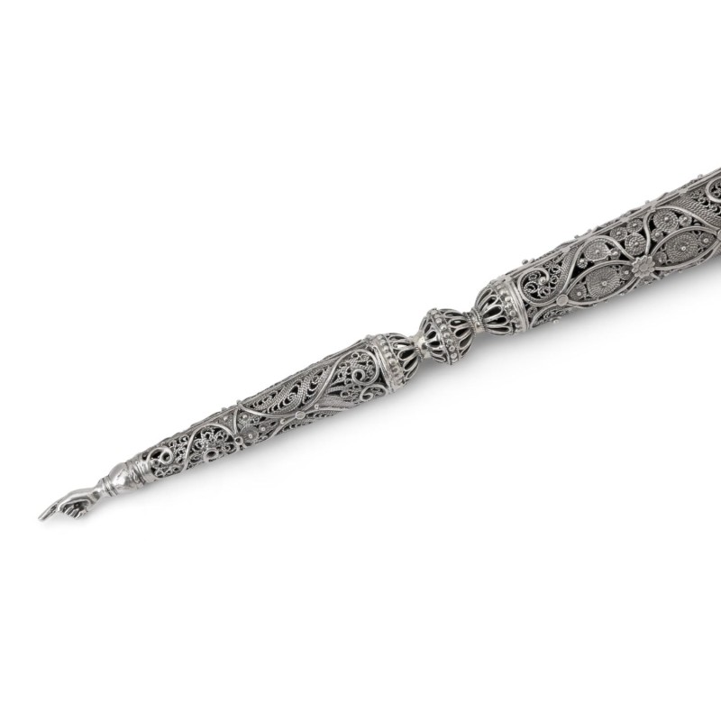 Traditional Yemenite Art Large Handcrafted Sterling Silver Torah Point