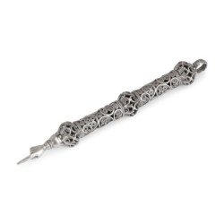 Traditional Yemenite Art Ornate Handcrafted Sterling Silver Yad (Torah