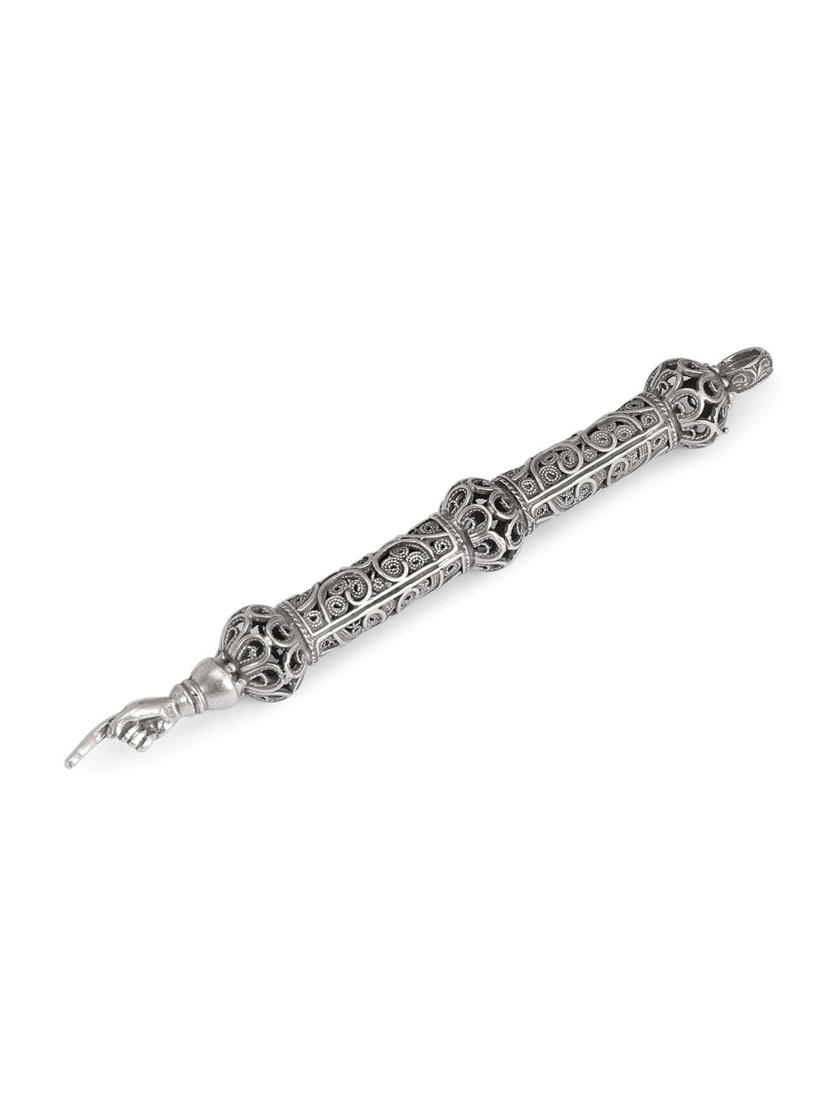 Traditional Yemenite Art Ornate Handcrafted Sterling Silver Yad (Torah