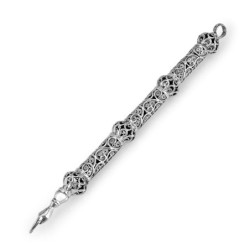 Traditional Yemenite Art Handcrafted Sterling Silver Torah Pointer Wit
