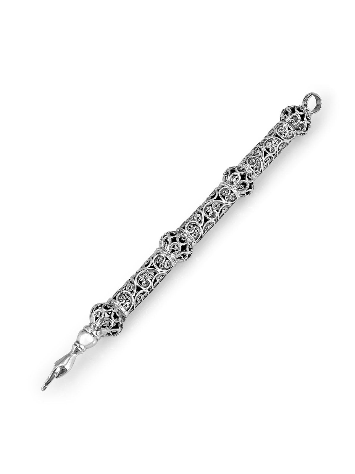 Traditional Yemenite Art Handcrafted Sterling Silver Torah Pointer Wit
