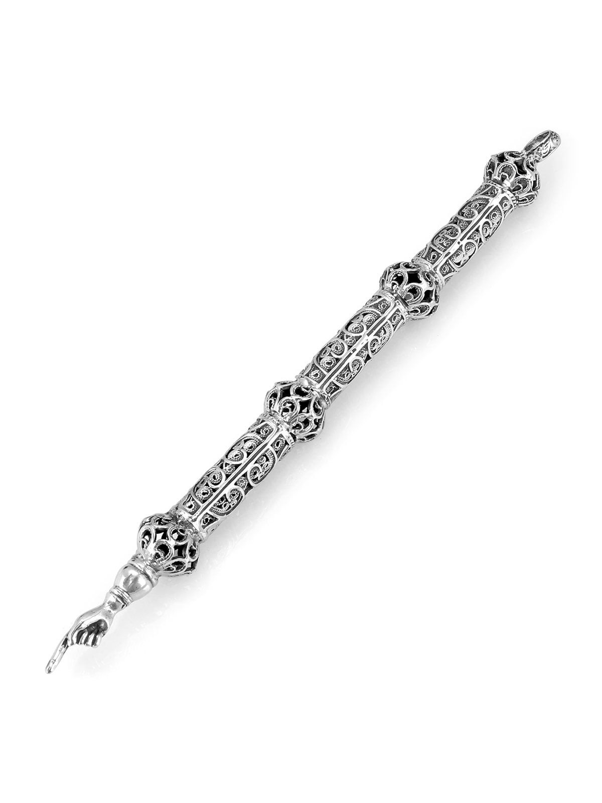 Traditional Yemenite Art Handcrafted Sterling Silver Torah Pointer Wit