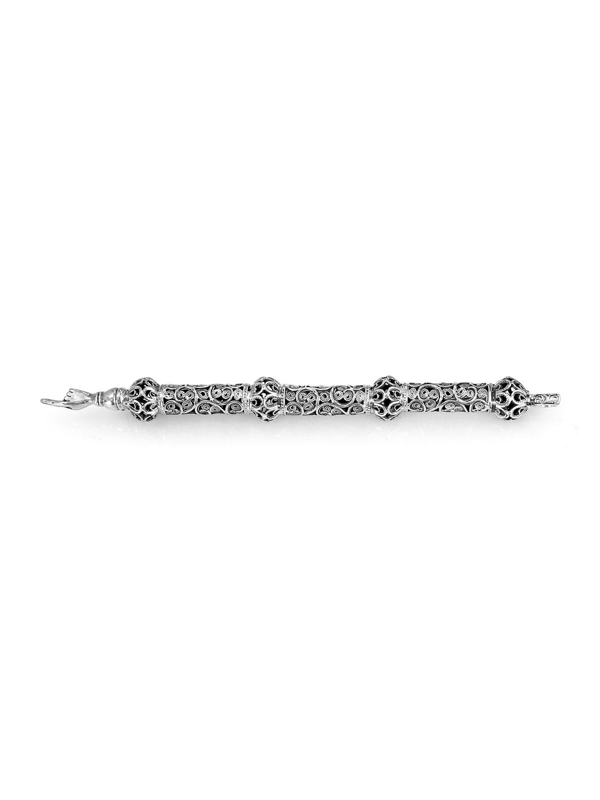 Traditional Yemenite Art Handcrafted Sterling Silver Torah Pointer Wit