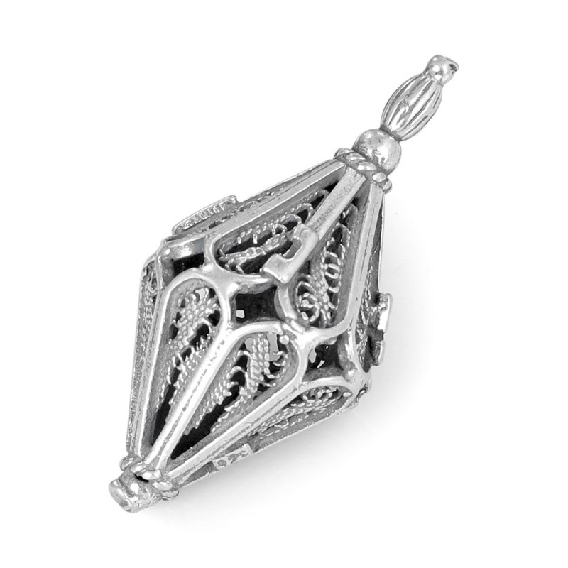 Traditional Yemenite Art Handcrafted Small Sterling Silver Dreidel Wit