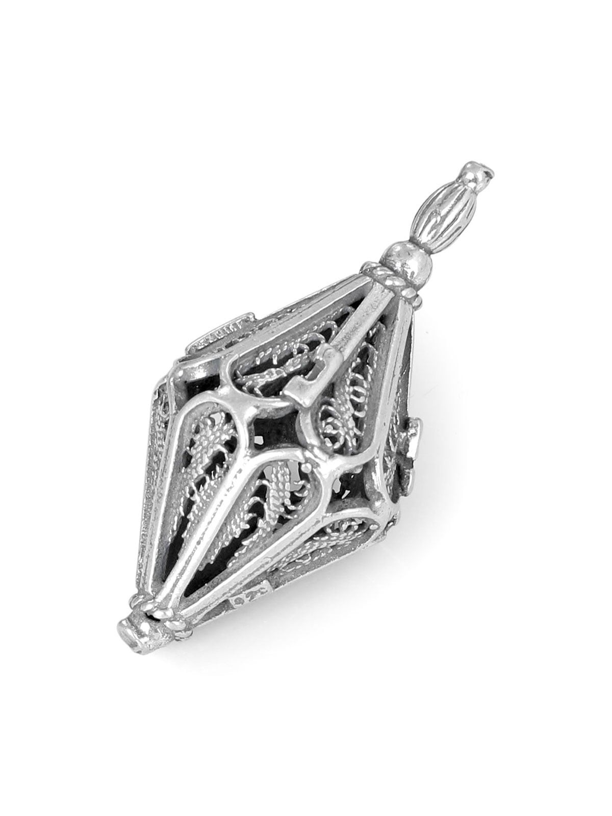 Traditional Yemenite Art Handcrafted Small Sterling Silver Dreidel Wit