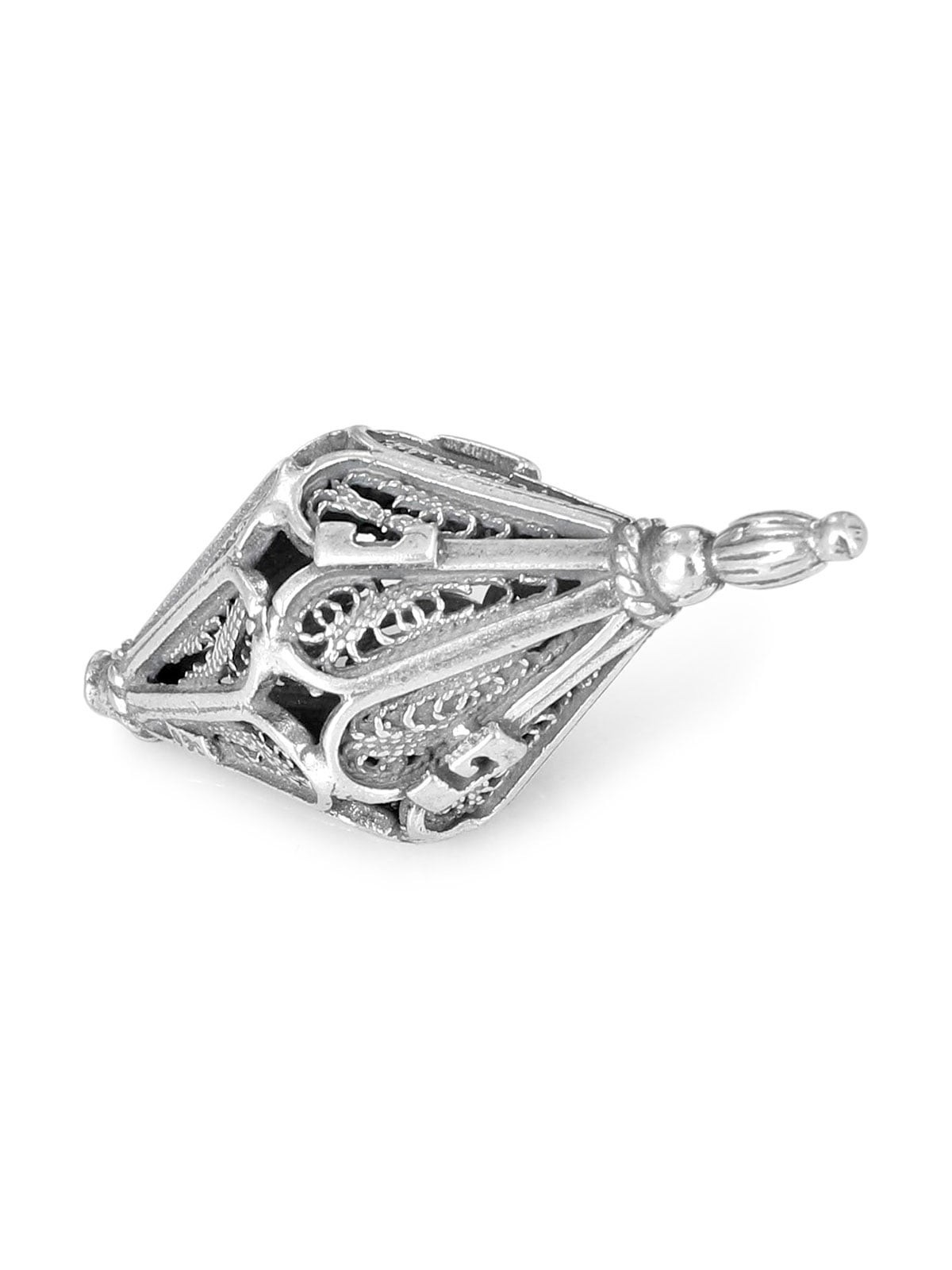 Traditional Yemenite Art Handcrafted Small Sterling Silver Dreidel Wit