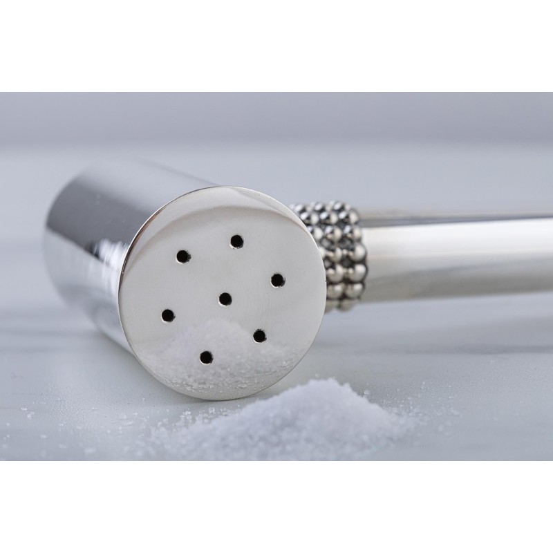 Bier Judaica 925 Sterling Silver Hammer Salt Shaker - Pearls Design