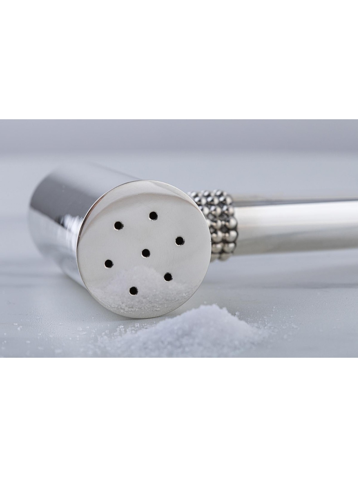 Bier Judaica 925 Sterling Silver Hammer Salt Shaker - Pearls Design