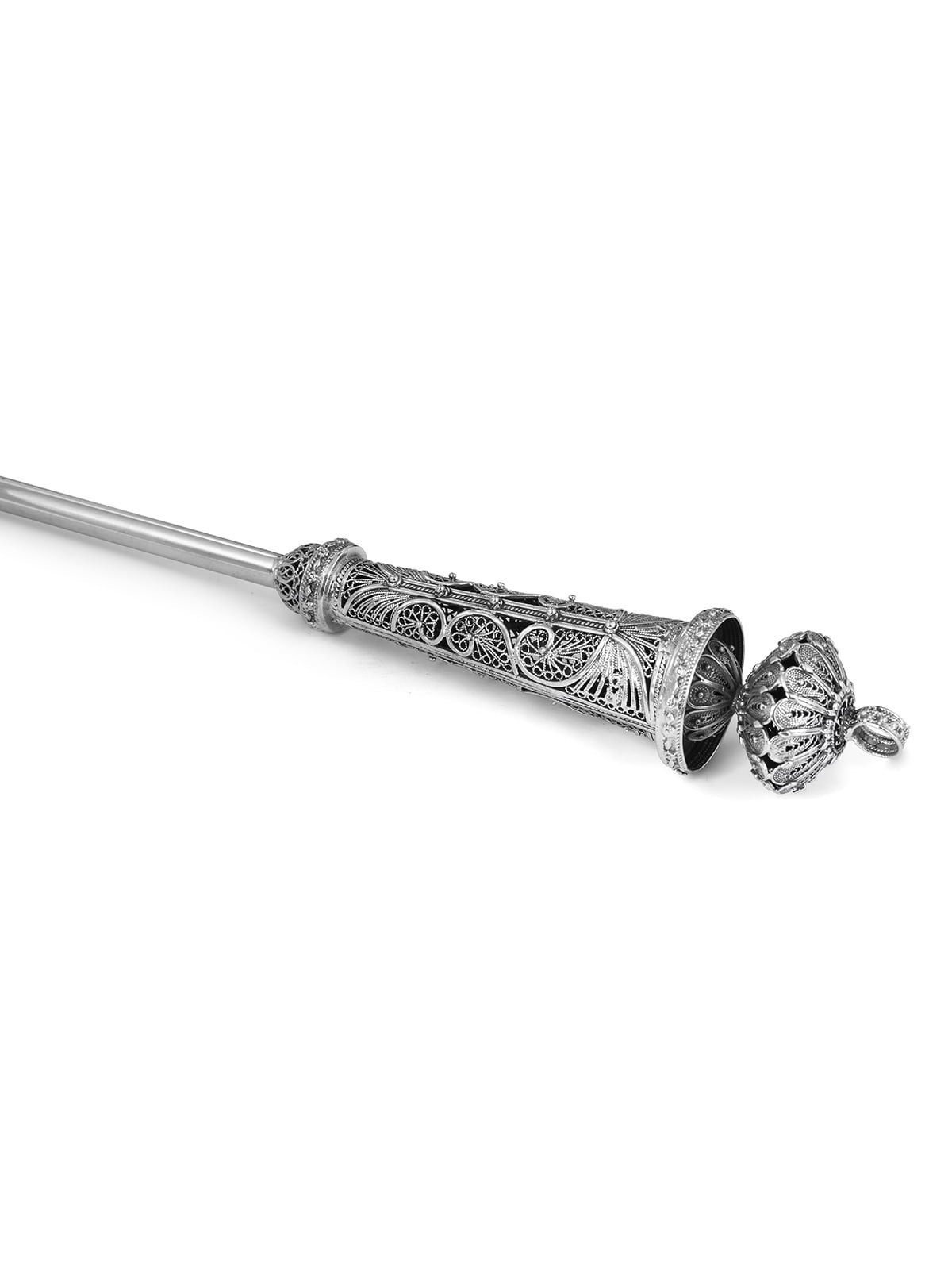 Traditional Yemenite Art Grand Handcrafted Sterling Silver Yad (Torah