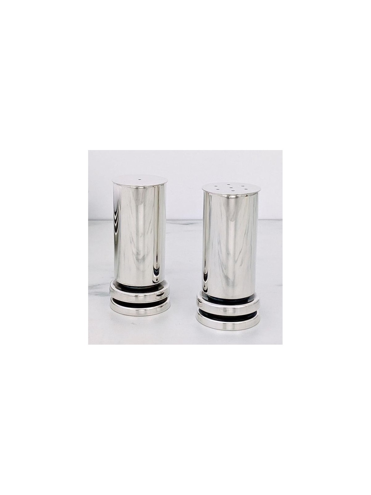 Bier Judaica Sterling Silver Disc Salt & Pepper Shaker Set