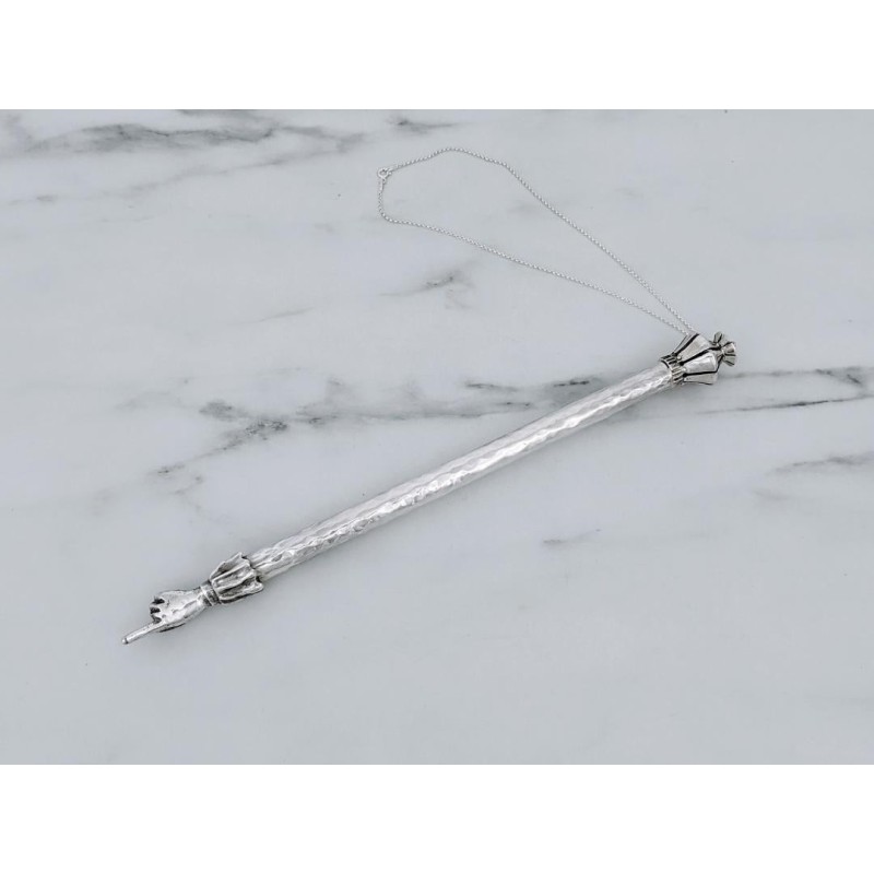 Bier Judaica 925 Sterling Silver Hammered Torah Pointer