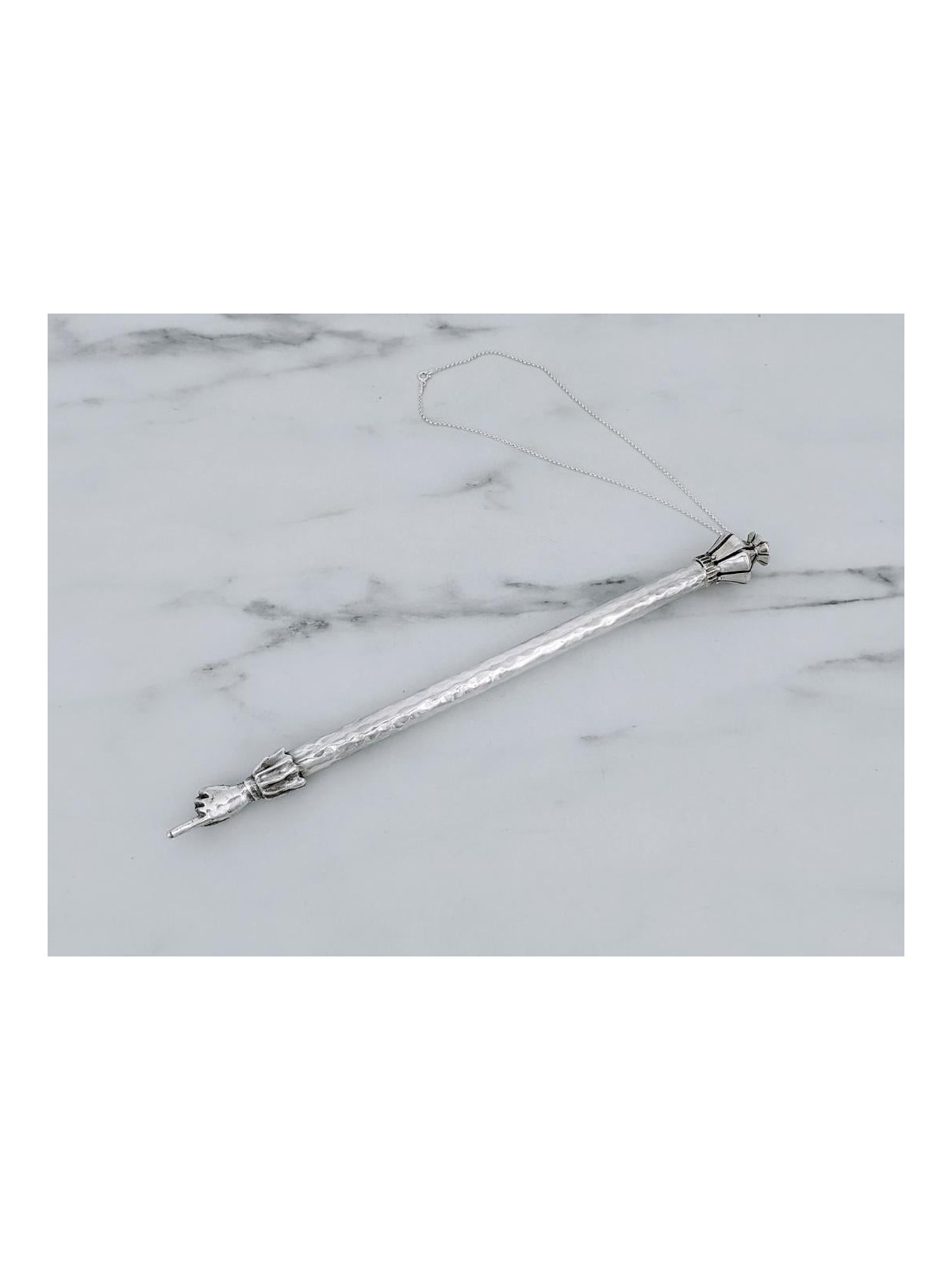 Bier Judaica 925 Sterling Silver Hammered Torah Pointer