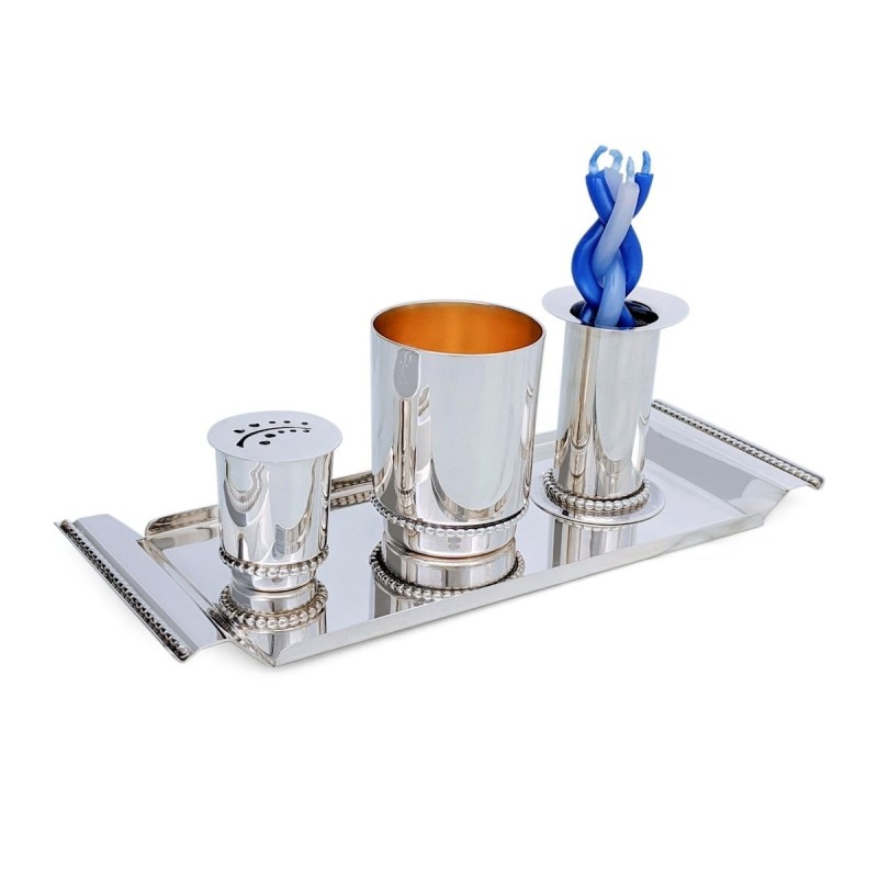 Bier Judaica 925 Sterling Silver Handcrafted Havdalah Set With Pearl M