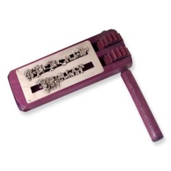 Wooden Purim Grogger with 925 Sterling Silver Decorative Plate - Purpl