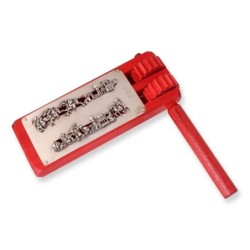 Wooden Purim Grogger with 925 Sterling Silver Decorative Plate - Red