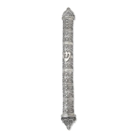 Shoham Yemenite Art Handcrafted Long Sterling Silver Mezuzah Case with