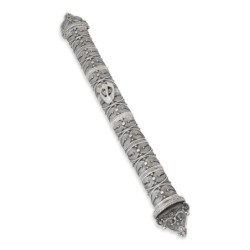 Shoham Yemenite Art Handcrafted Long Sterling Silver Mezuzah Case with