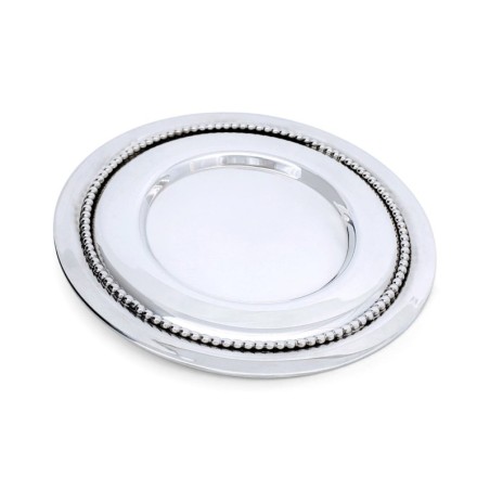 Handcrafted Sterling Silver Plate For Kiddush Cup With Pearl Design By