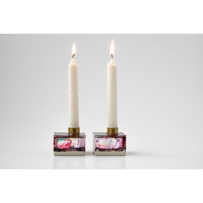 Graciela Noemi Handcrafted Transparent Resin Candlesticks... | Judaica
