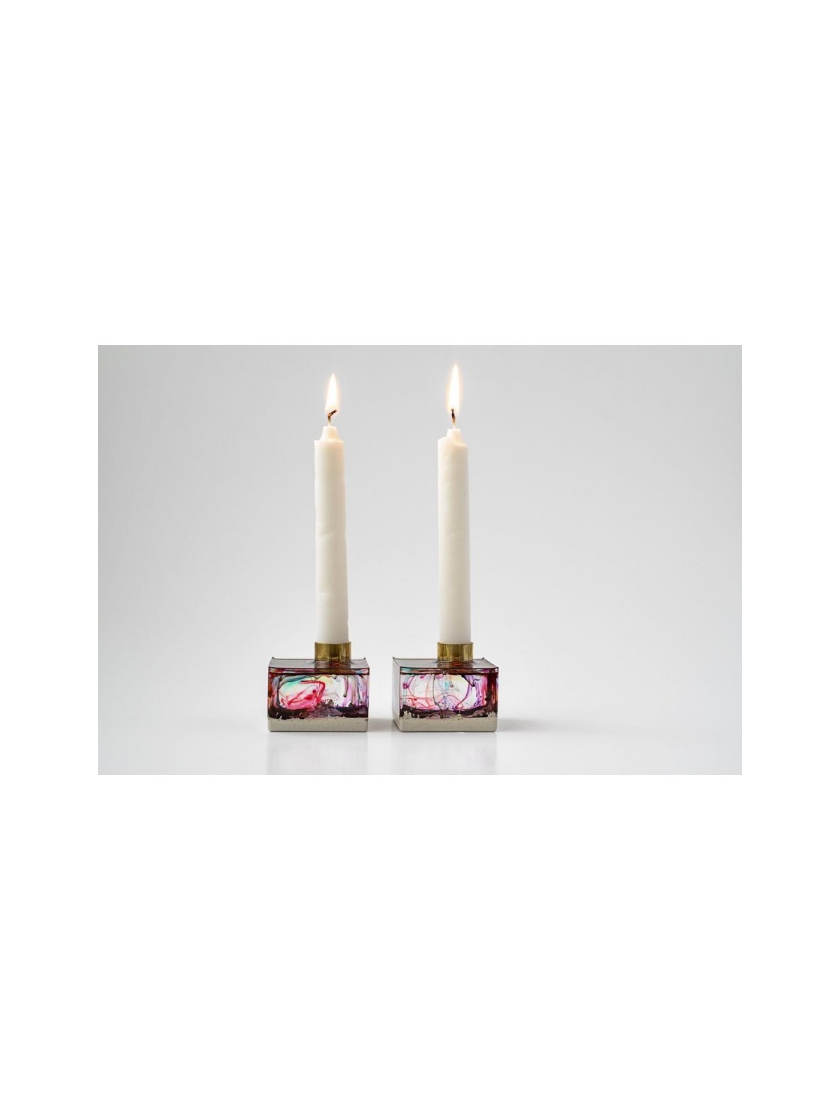 Graciela Noemi Handcrafted Transparent Resin Candlesticks... | Judaica
