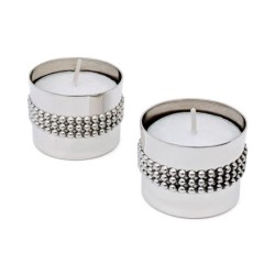 Bier Judaica 925 Sterling Silver Handcrafted Dual Travel Shabbat Candl
