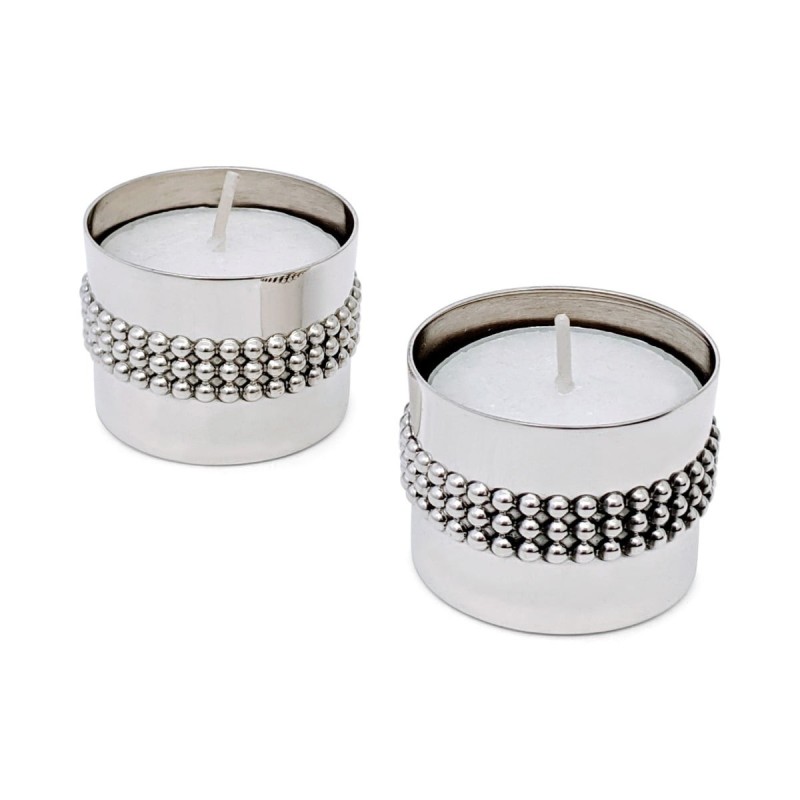 Bier Judaica 925 Sterling Silver Handcrafted Dual Travel Shabbat Candl