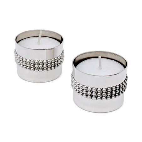 Bier Judaica 925 Sterling Silver Handcrafted Dual Travel Shabbat Candl