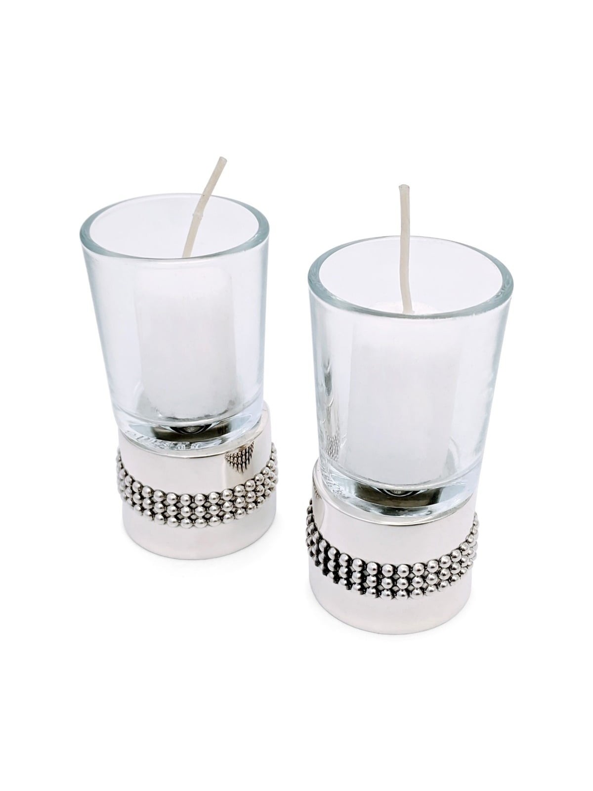 Bier Judaica 925 Sterling Silver Handcrafted Dual Travel Shabbat Candl