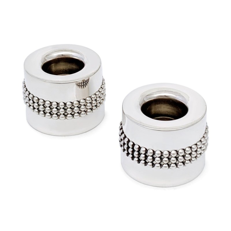 Bier Judaica 925 Sterling Silver Handcrafted Dual Travel Shabbat Candl