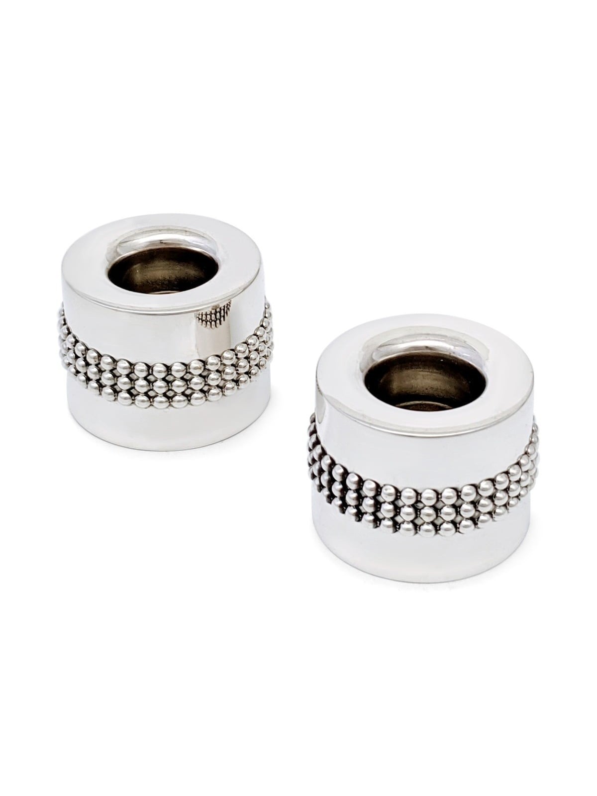 Bier Judaica 925 Sterling Silver Handcrafted Dual Travel Shabbat Candl