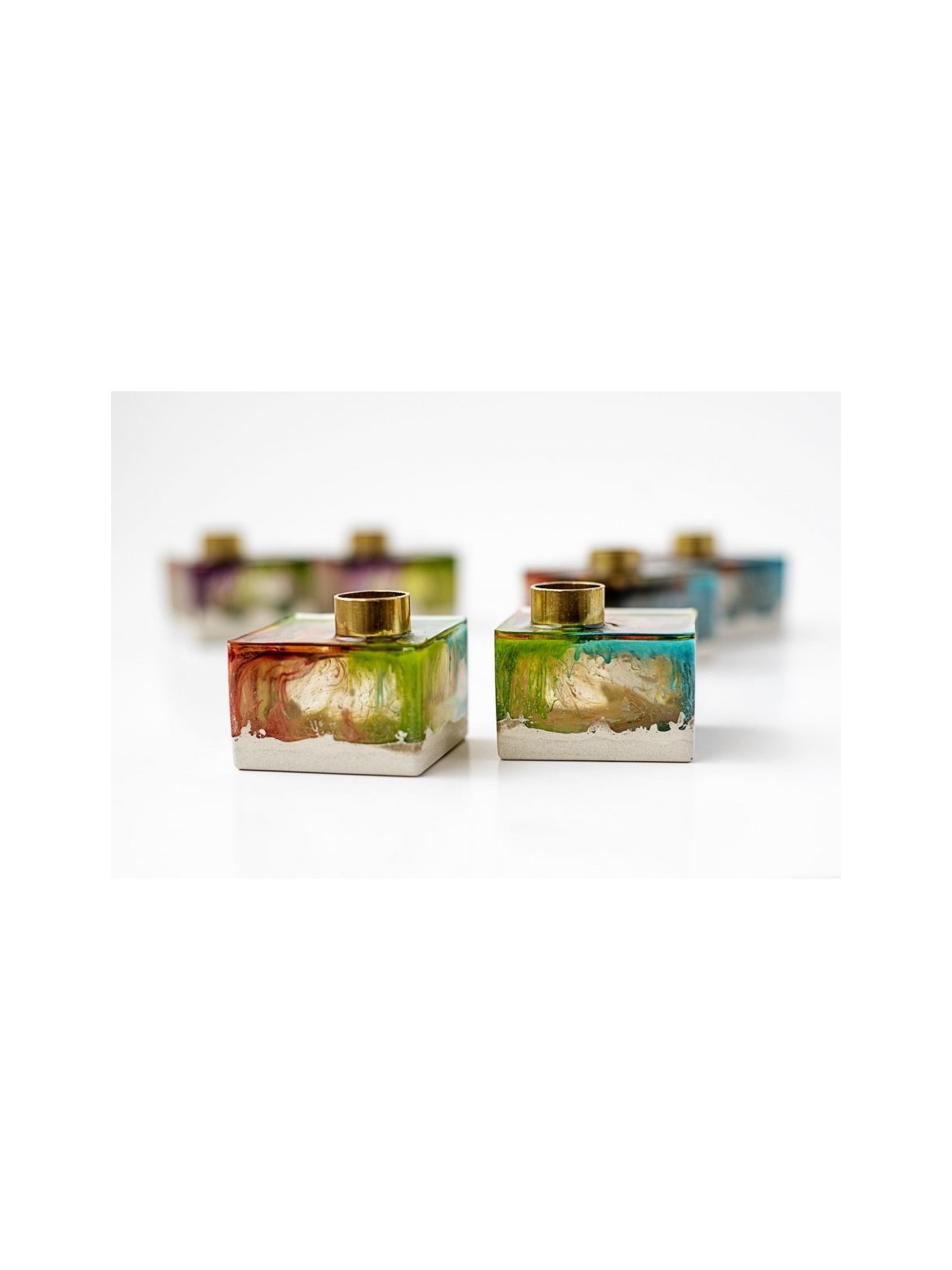 Graciela Noemi Handcrafted Transparent Resin Candlesticks... | Judaica