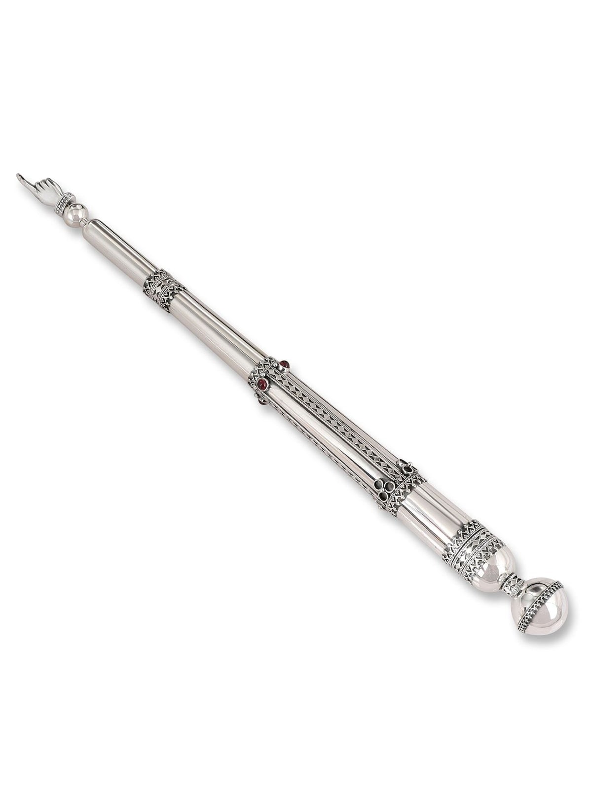 Rafael Jewelry Ornate Torah Pointer Sterling Silver and Garnet Gemston