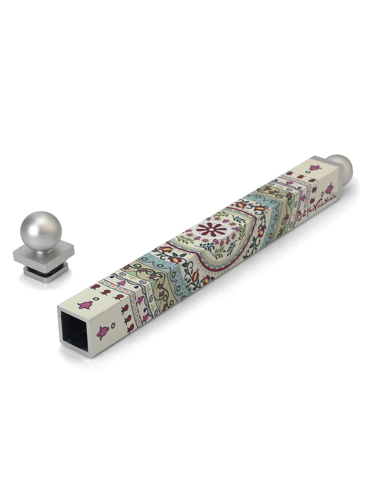Dorit Judaica Floral Mandala with Pomegranates Slim Mezuzah Case with