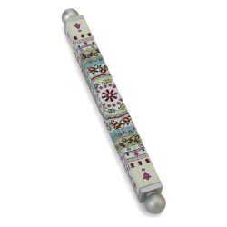Dorit Judaica Floral Mandala with Pomegranates Slim Mezuzah Case with