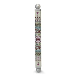 Dorit Judaica Floral Mandala with Pomegranates Slim Mezuzah Case with