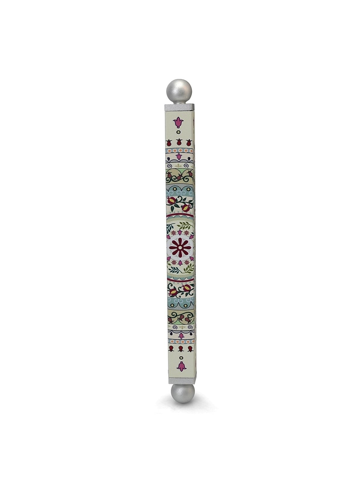 Dorit Judaica Floral Mandala with Pomegranates Slim Mezuzah Case with
