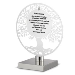Silver-Plated Tree of Life Standing Jewish Home Blessing by Hazorfim