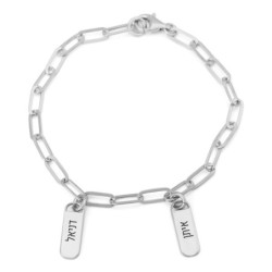 Personalized Sterling Silver Paperclip Mom Bracelet - Up To Five Names